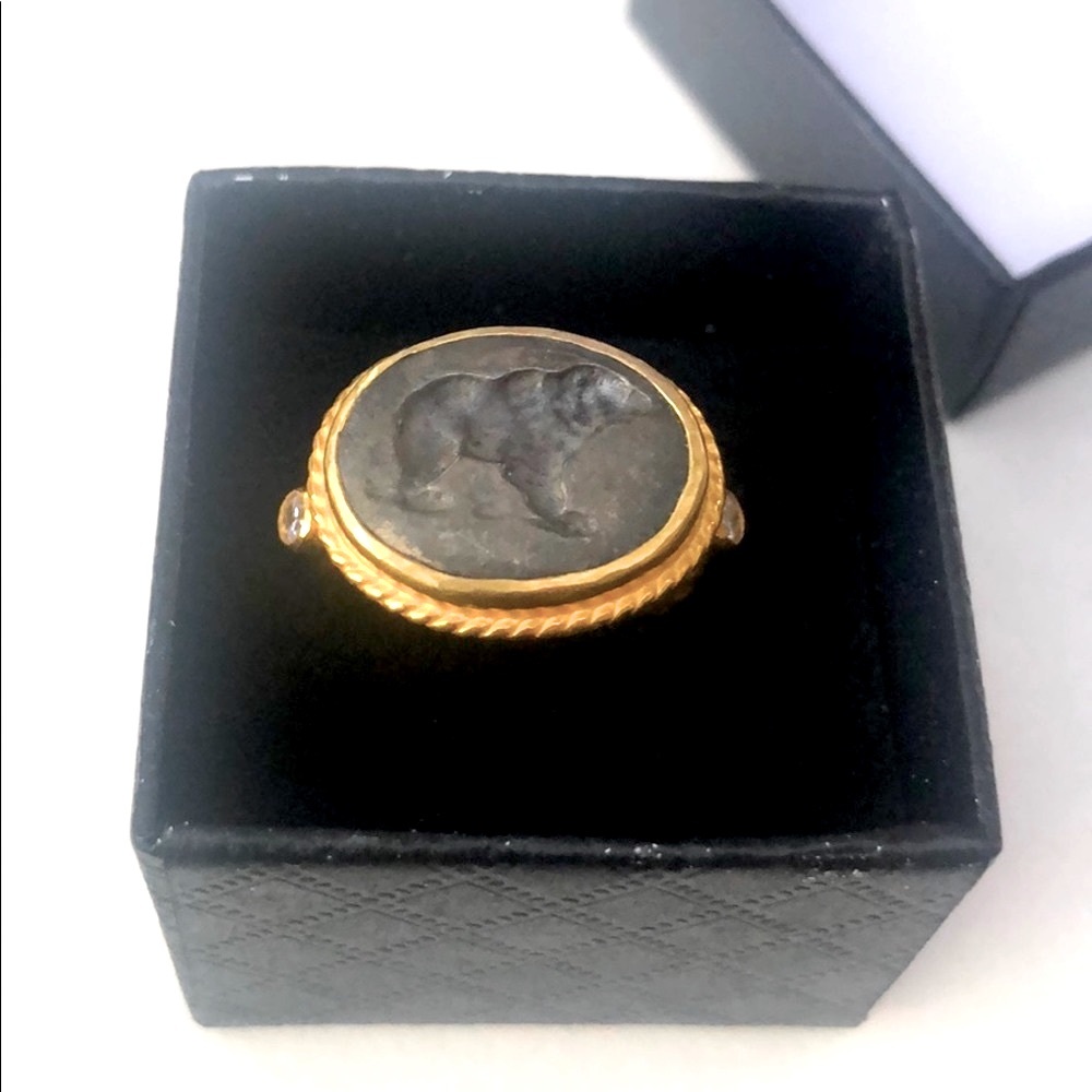 18k Gold Vermeil Black Bear Ring